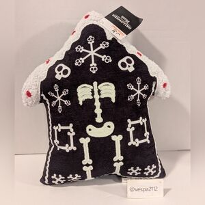 Halloween Plush Skeleton House Pillow - Black & White